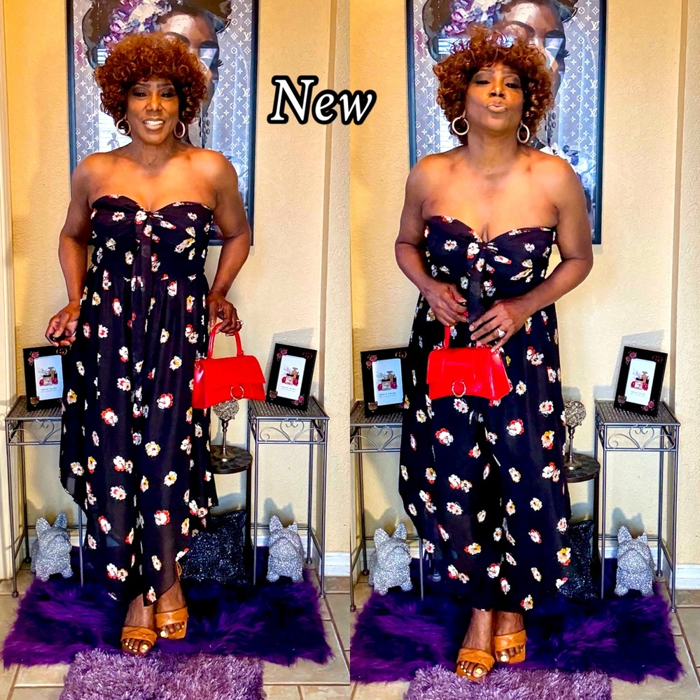 Fire Los Angeles Black and Red Jumpsuit with Sweetheart Neckline